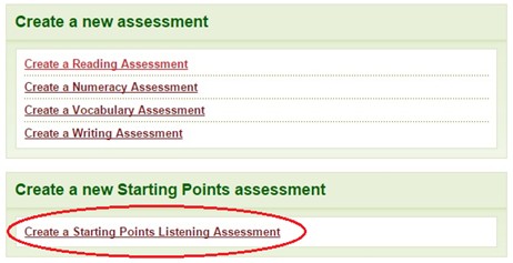 Create listening assessment screenshot