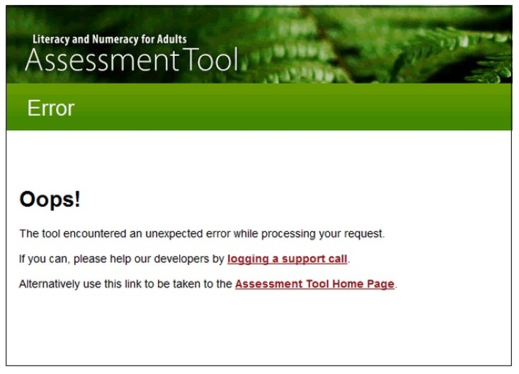 Error message screenshot