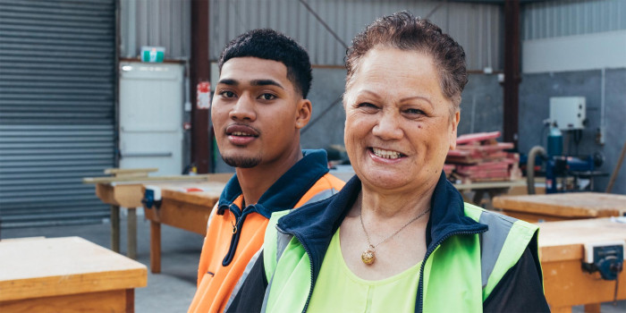 Two people in a workshop